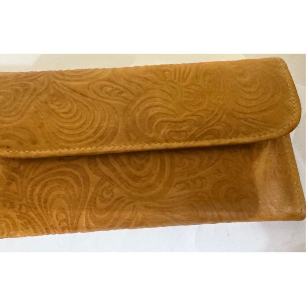 Michael Stevens Women's Tooled Genuine Leather Checkbook Wallet Yellow OS NWOT